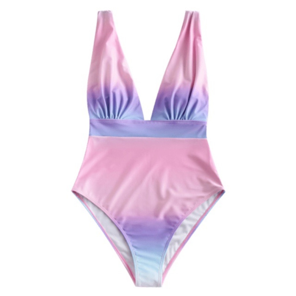 ZAFUL Ruched Pink / Purple Ombre 1pc swimsuit - XL